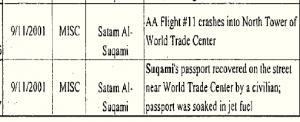 Wait... so not only was the terrorist's passport found sitting on the sidewalk after 9/11, but it was soaked in jet fuel? [From FBI Vault] - conspiracy