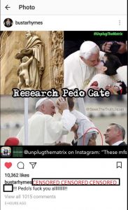 Busta Rhymes posting about Pedogate/Pizzagate on Instagram. More in the comments - conspiracy