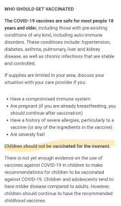 WHO: Children Should NOT Be Vaccinated for COVID-19. : conspiracy