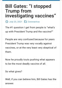 Bill Gates: &quot;I stopped Trump from investigating vaccines&quot; : conspiracy